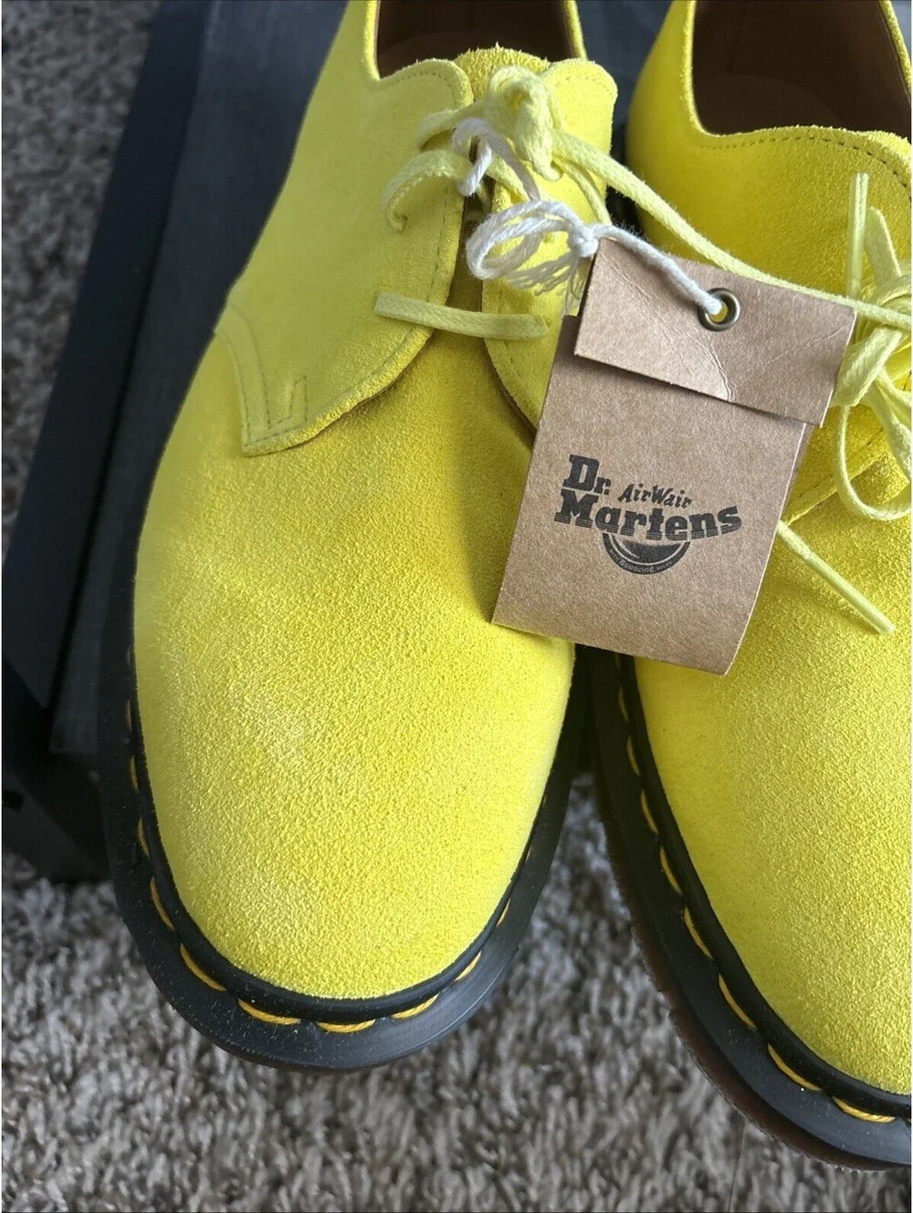 Dr Martens 1461 Made in England Buck Suede Oxford Shoe Yellow Men's US Size 8